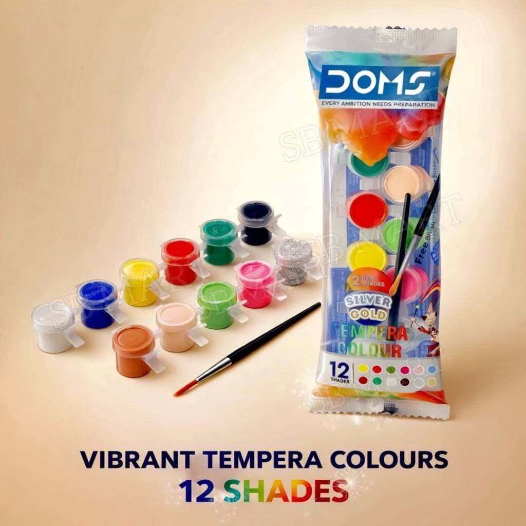 DOMS Tempera Water Colours 12 Shades with Free Brush