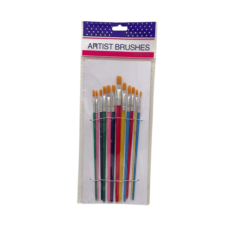 Artist Paint Brush Set – Flat Head Nylon Brushes (12 Piece) (1)