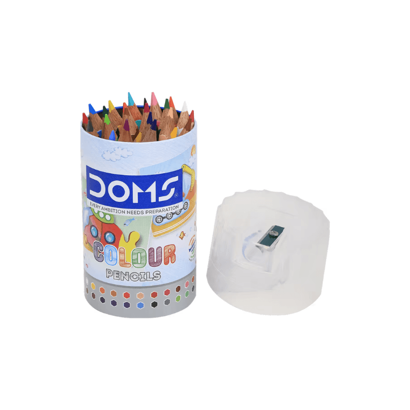 DOMS 24 Short Color Pencils with Cap Sharpener