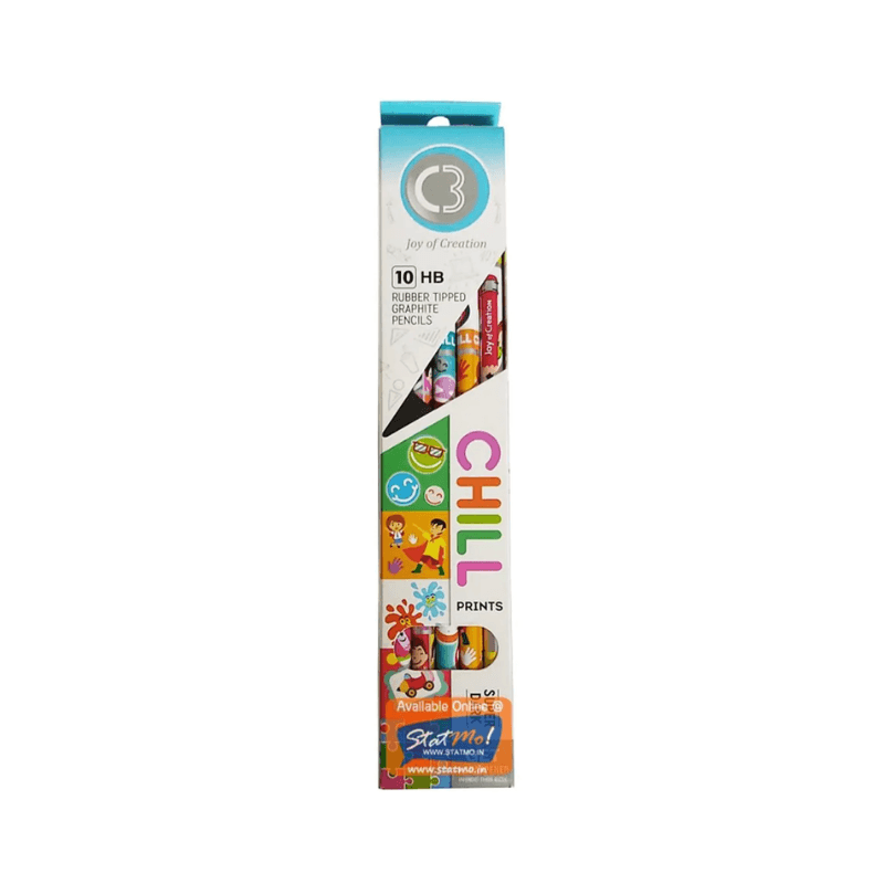 DOMS Chill Super Dark HB Pencils With Rubber Tip & Sharpener – Pack Of 10 (3)