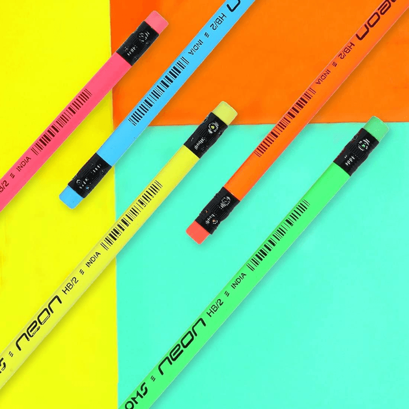 DOMS Neon HB Graphite Pencils With Rubber Tip – Pack Of 10 (DM7940) (3)