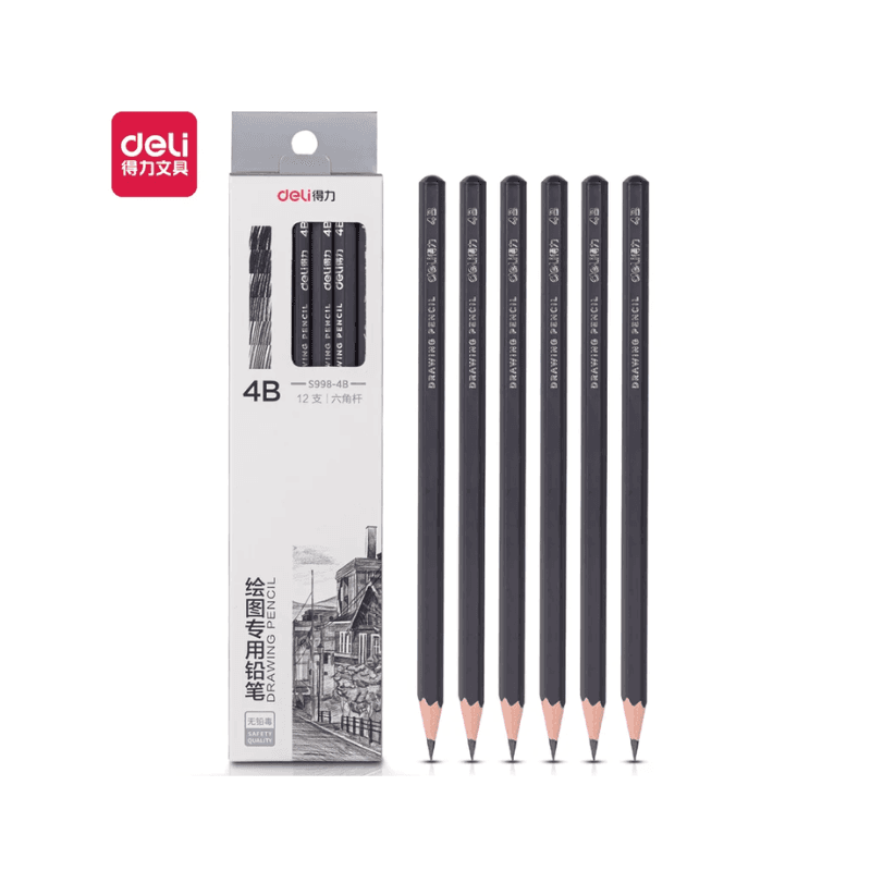Deli 4B Black Drawing Pencils – Pack Of 12 (1)
