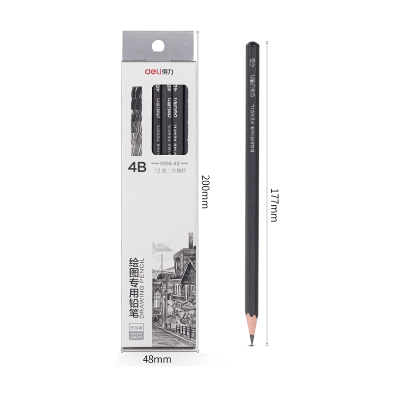 Deli 4B Black Drawing Pencils – Pack Of 12 (2)