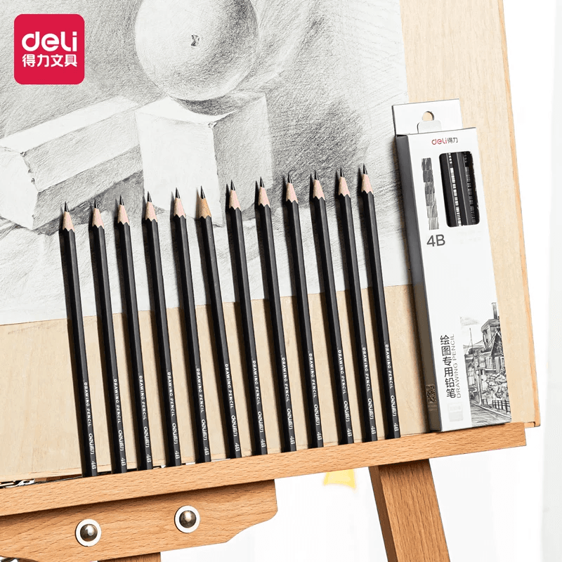 Deli 4B Black Drawing Pencils – Pack Of 12 (3)