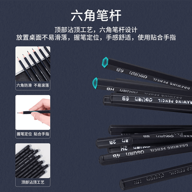 Deli 4B Black Drawing Pencils – Pack Of 12 (6)