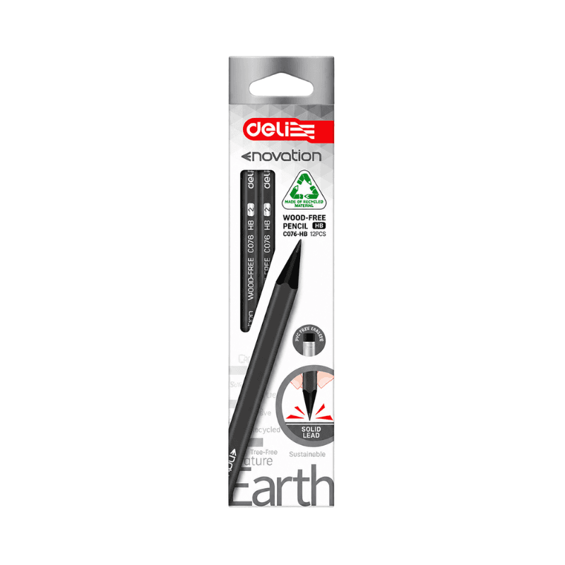 Deli Enovation HB Wood Free Pencils With Eraser Tip – Pack Of 12 (1)
