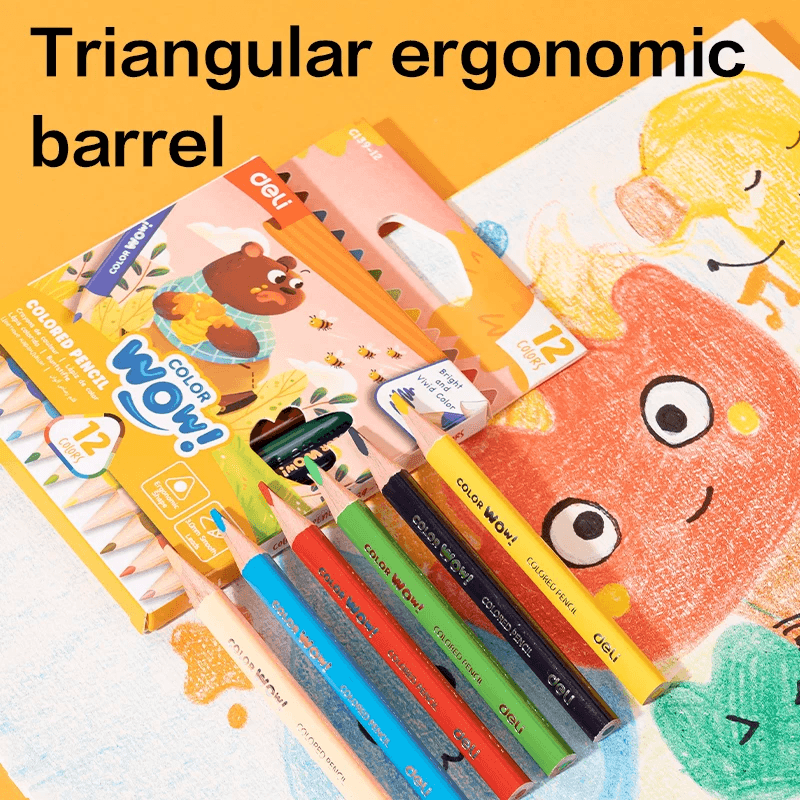 Deli Half Size Triangular Colour Pencils – 12 Shades (EC139 12) (3)