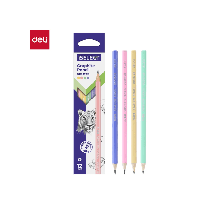 Deli I Select 2B Graphite Pencil – Assorted Colours, Smudge Free Writing (1)