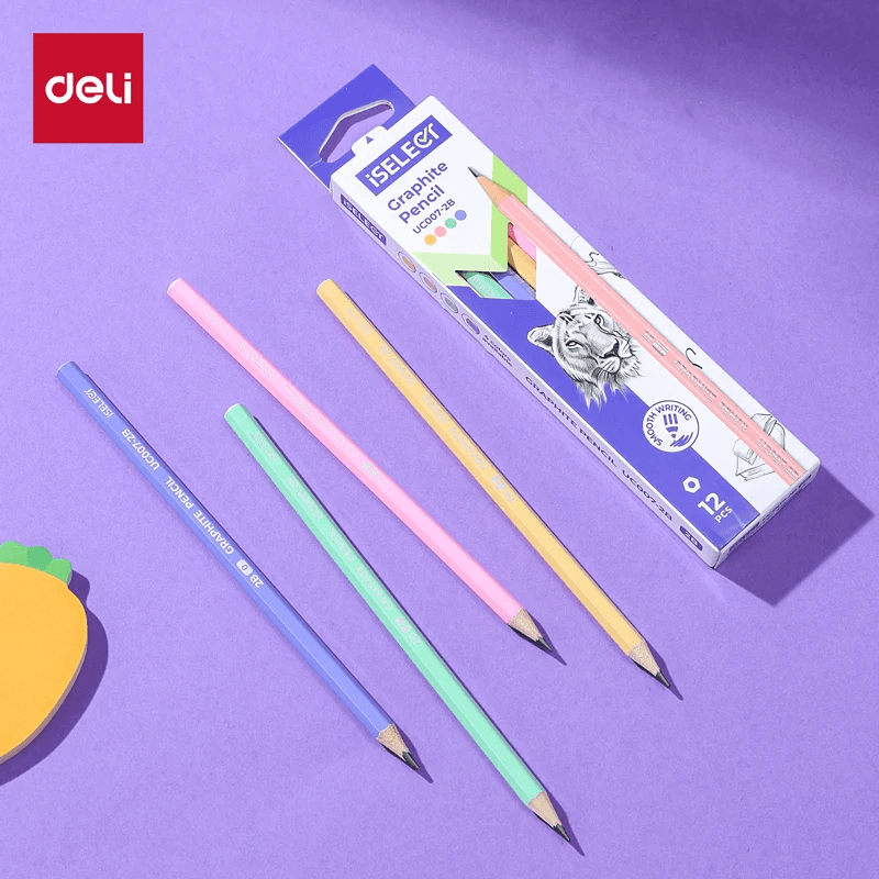 Deli I Select 2B Graphite Pencil – Assorted Colours, Smudge Free Writing (2)