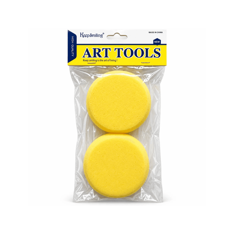Keep Smiling Yellow Round Sponge (Set of 2)
