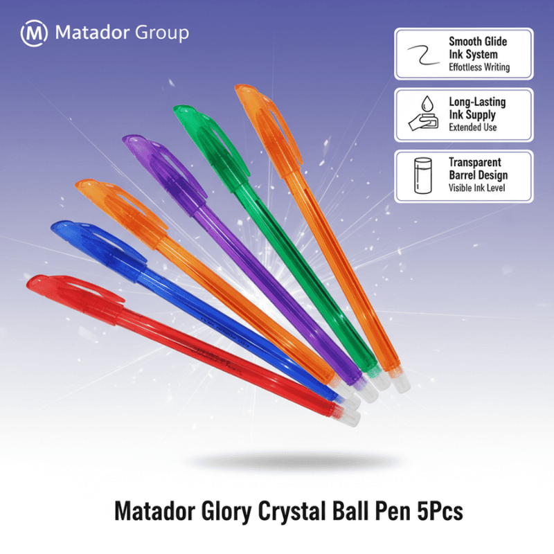 Matador Glory Crystal Ball Pen 5Pcs Black Ink (2)