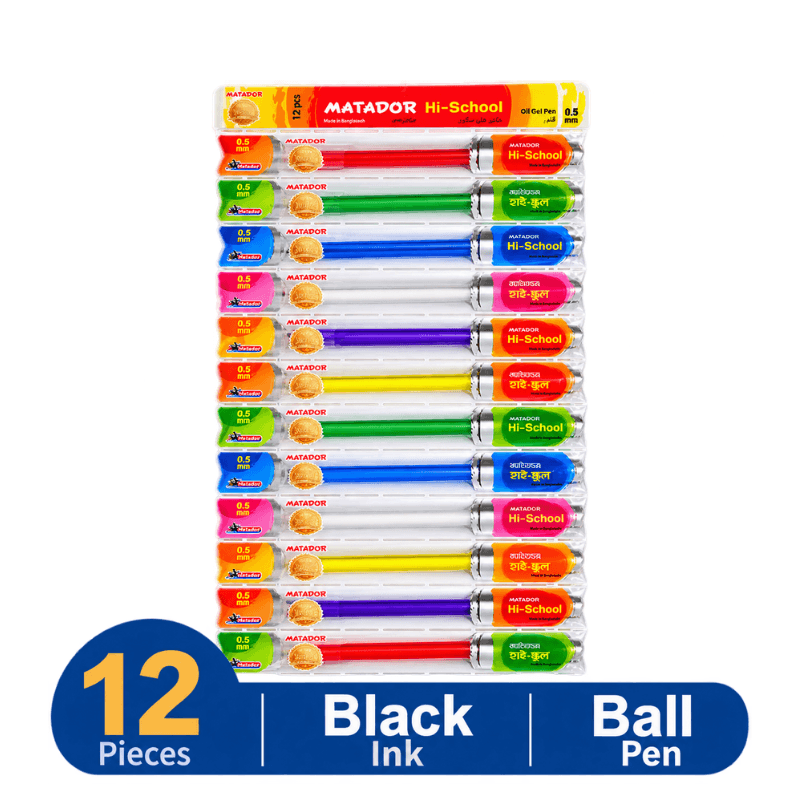 Matador Hi School Ball Pen Black Ink 12 Pcs (2)