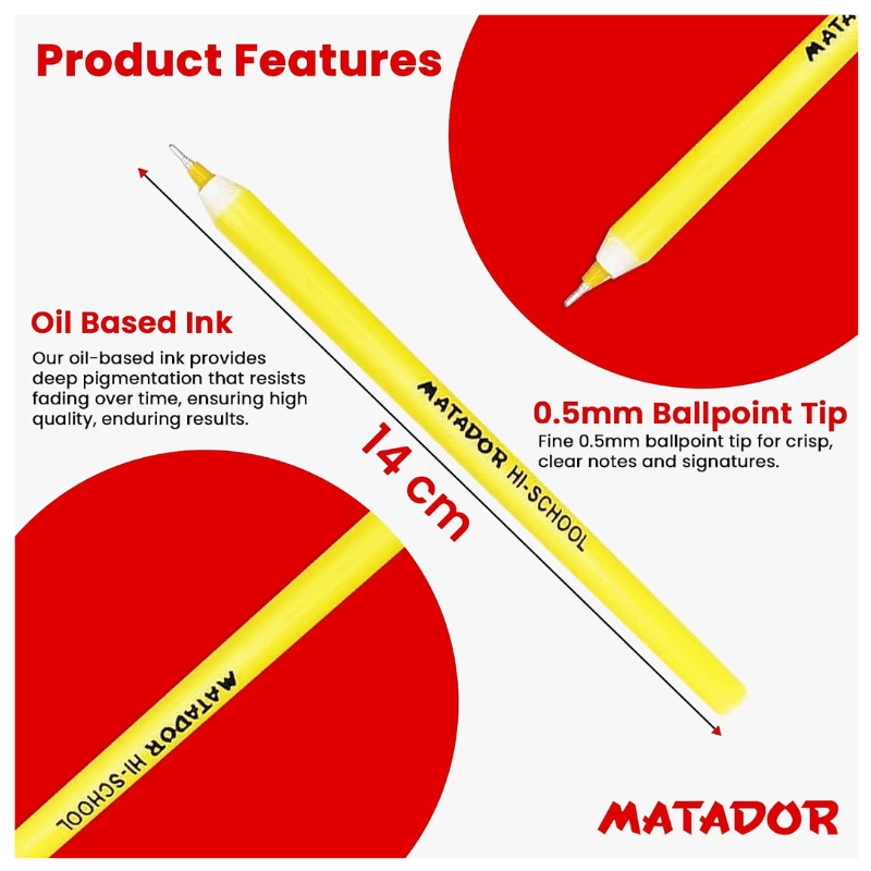 Matador Hi School Ball Pen Black Ink 12 Pcs (3)