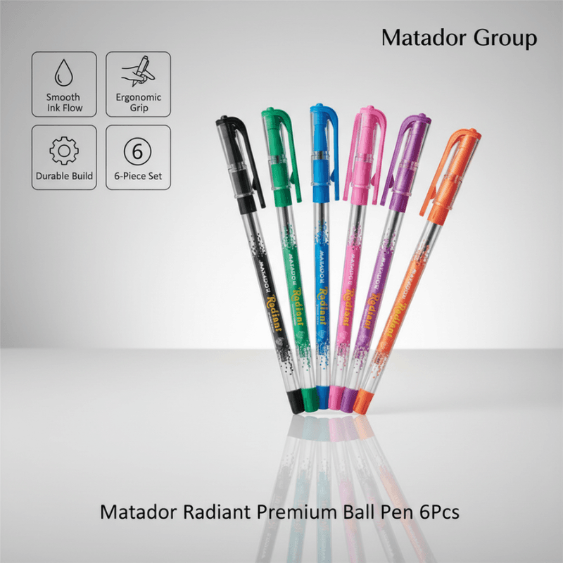 Matador Radiant Premium Ball Pen 6Pcs Black Ink (2)