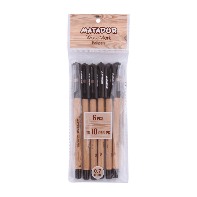 Matador Woodmark Ball Pen Black Ink (6 Pcs) (2)