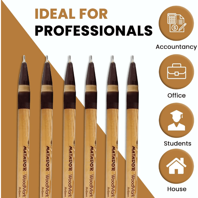 Matador Woodmark Ball Pen Black Ink (6 Pcs) (4)