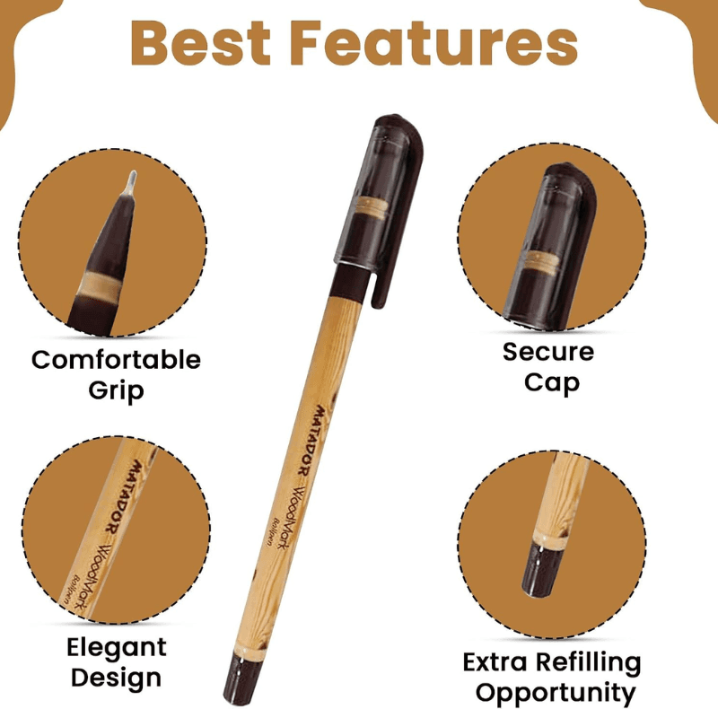 Matador Woodmark Ball Pen Black Ink (6 Pcs) (5)