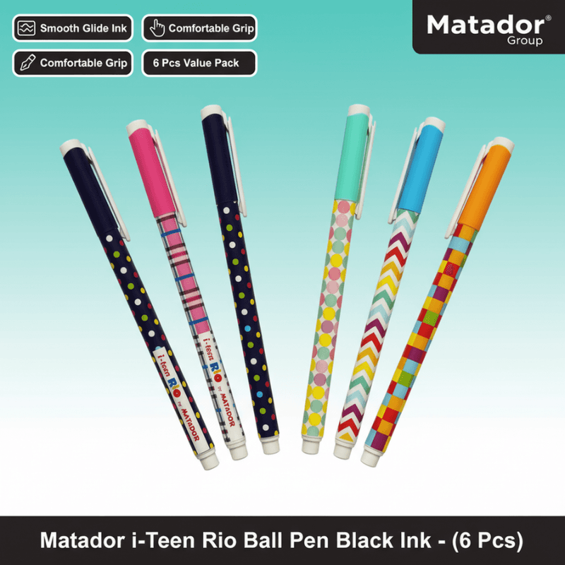 Matador I Teen Rio Ball Pen Black Ink 6 Pcs (2)