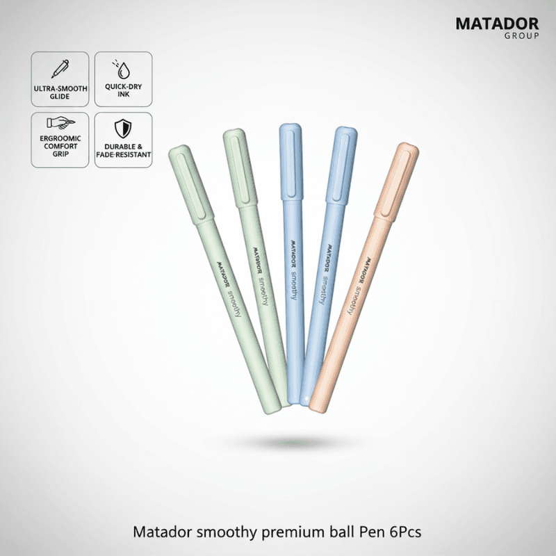 Matador Smoothy Premium Ball Pen 6 Pcs Black Ink (2)