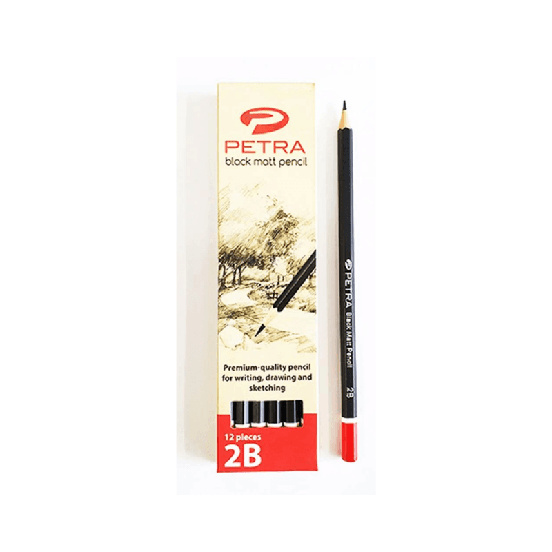 Petra Black Matt 2B Graphite Pencils – Pack Of 12 (1)