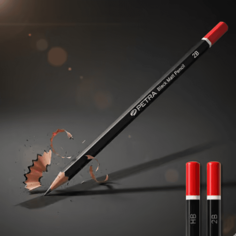 Petra Black Matt 2B Graphite Pencils – Pack Of 12 (2)