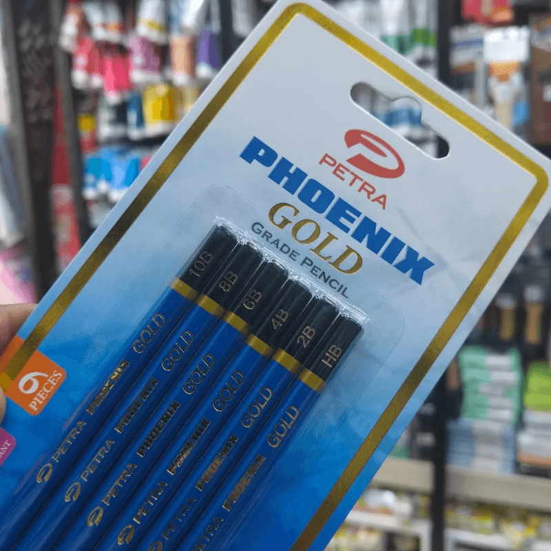 Petra Phoenix Gold Sketch Pencils – 6 Piece Set (HB, 2B, 4B, 6B, 8B, 10B)422 (2)