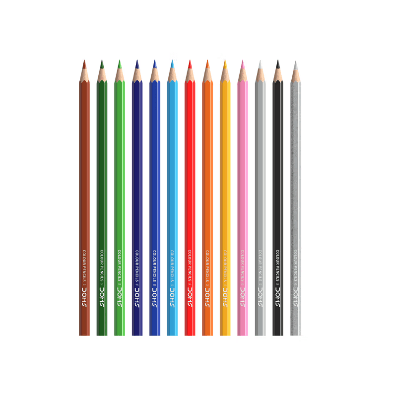 DOMS 12 Color Pencils With Silver Color And Cap Sharpener (2)