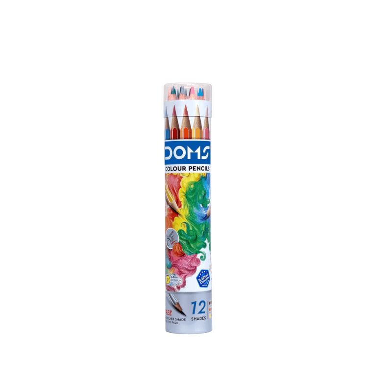 DOMS 12 Color Pencils With Silver Color And Cap Sharpener (7)
