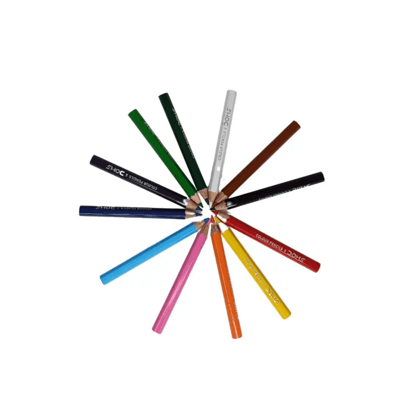 DOMS Short Colour Pencils with Sharpener – 12 Colours