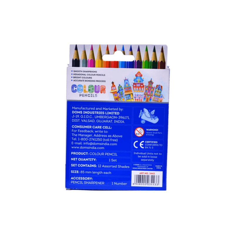 DOMS 12 Short Color Pencils With Sharpener 111 (2)