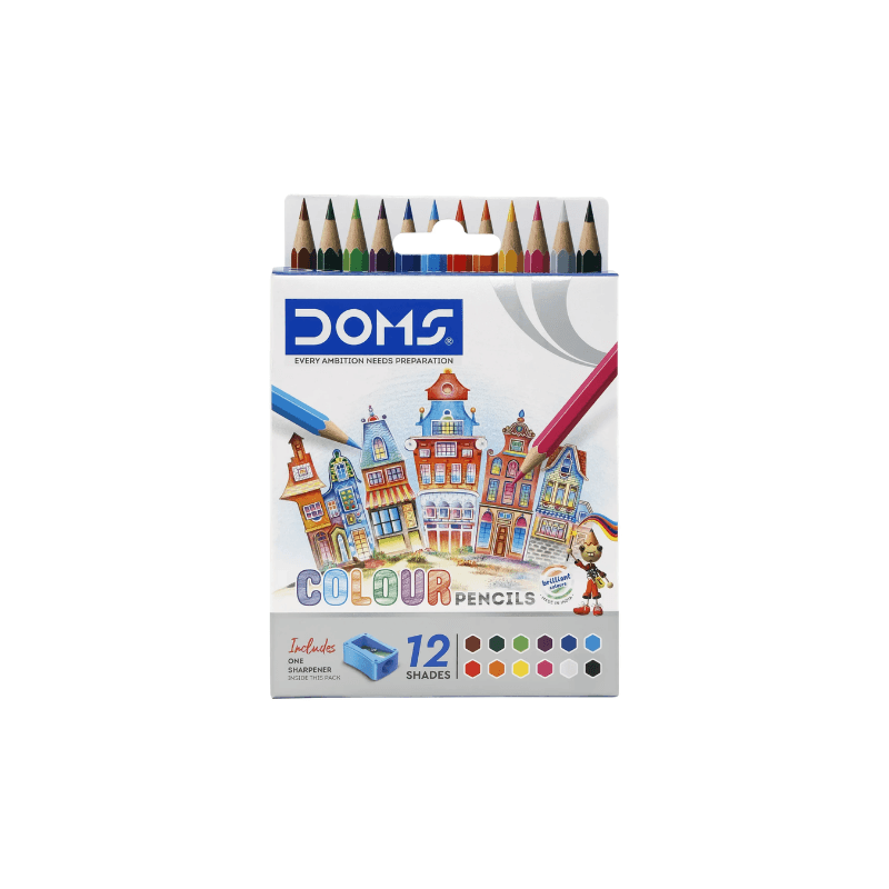 DOMS 12 Short Color Pencils with Sharpener