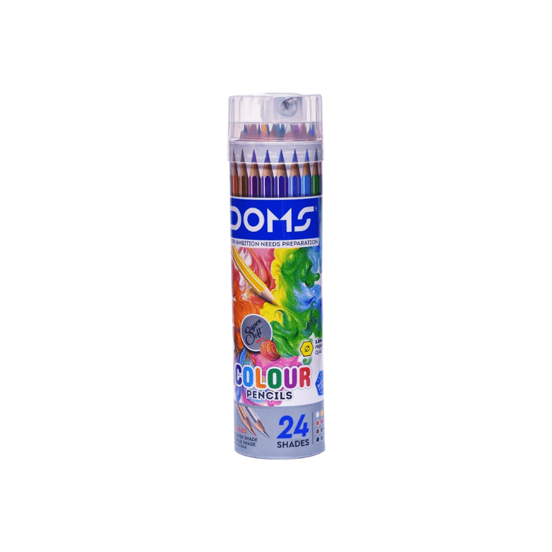 DOMS 24 Color Pencils With Silver Pencil, Gold Pencil And Cap Sharpener (1)