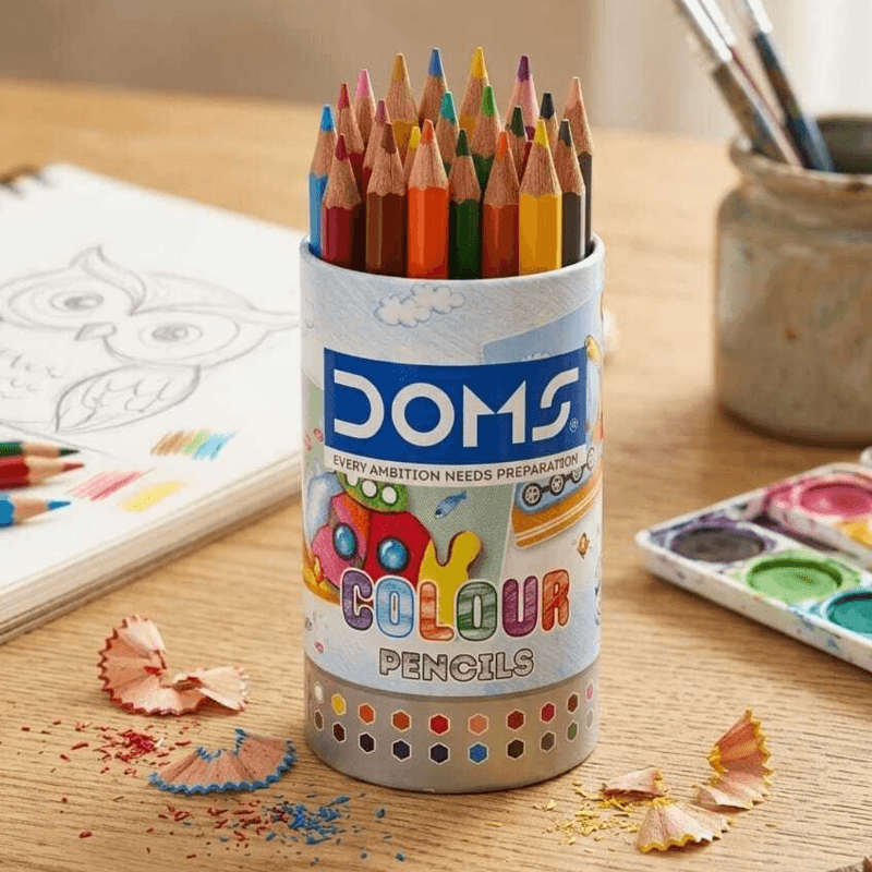 DOMS 24 Short Color Pencils With Cap Sharpener (1)