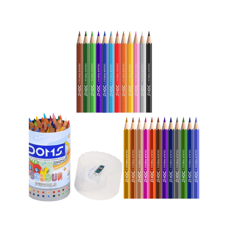 DOMS Short Colour Pencils with Cap Sharpener – 24 Colors