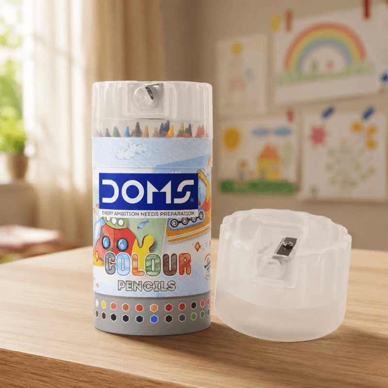 DOMS 24 Short Color Pencils With Cap Sharpener (6)