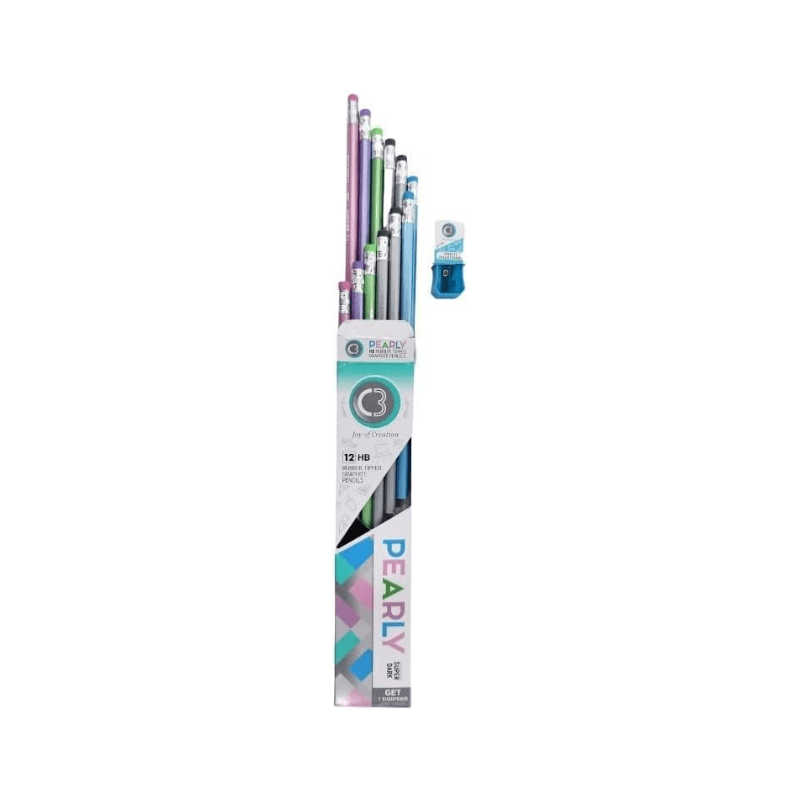 DOMS C3 Pearly HB Graphite Pencils With Rubber Tip (12 Pieces) (2)