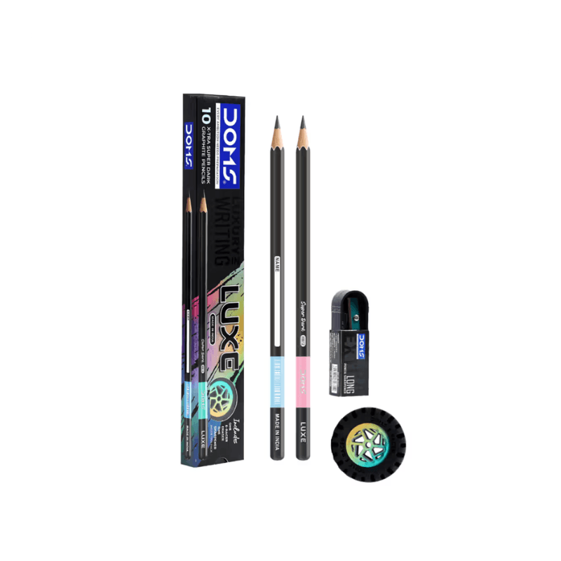 DOMS Luxe Super Dark HB Pencils – Pack Of 10 (1)