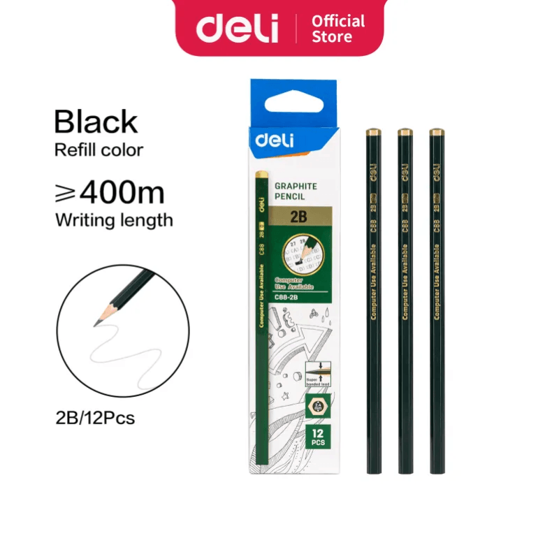 Deli EC88 2B Graphite Pencils – Pack Of 12 (1)