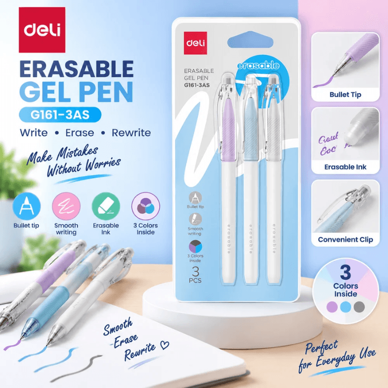 Deli Erasable Gel Pen 3 Pcs EG161 3AS (4)