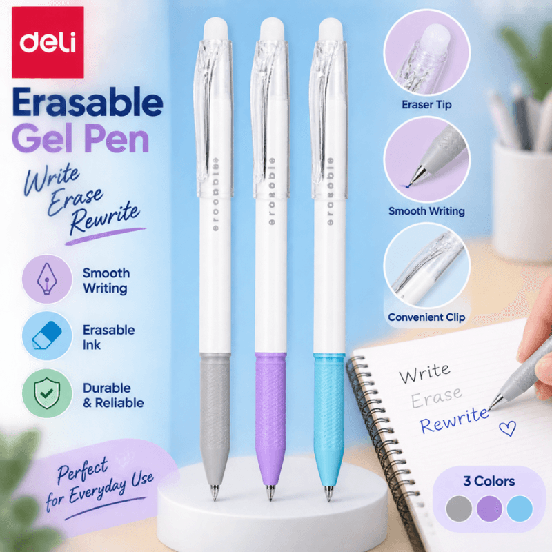 Deli Erasable Gel Pen 3 Pcs EG161 3AS (6)