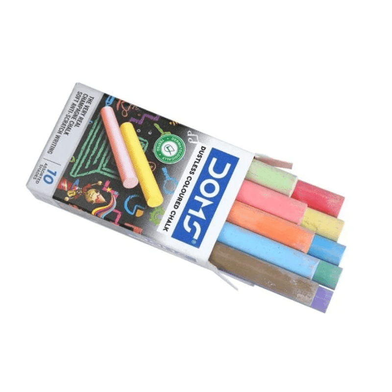 Doms 10 Shades Non Toxic Dustless Coloured Chalk Sticks (5)