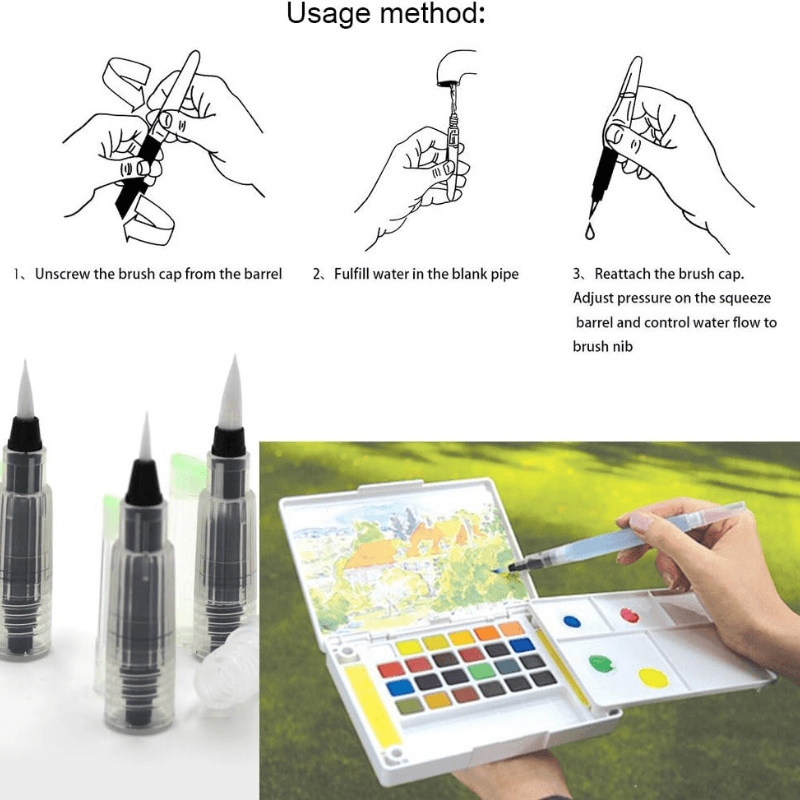 Keep Smiling Water Brush Pen Set Refillable Ink Pen 1Pc (4)