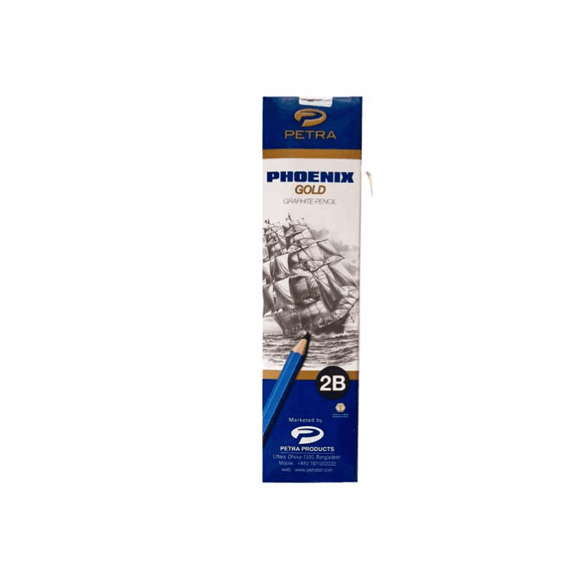 Petra Phoenix Gold Premium Graphite Pencils – HB, 2B, 4B, & 6B Pack Of 12 (2)