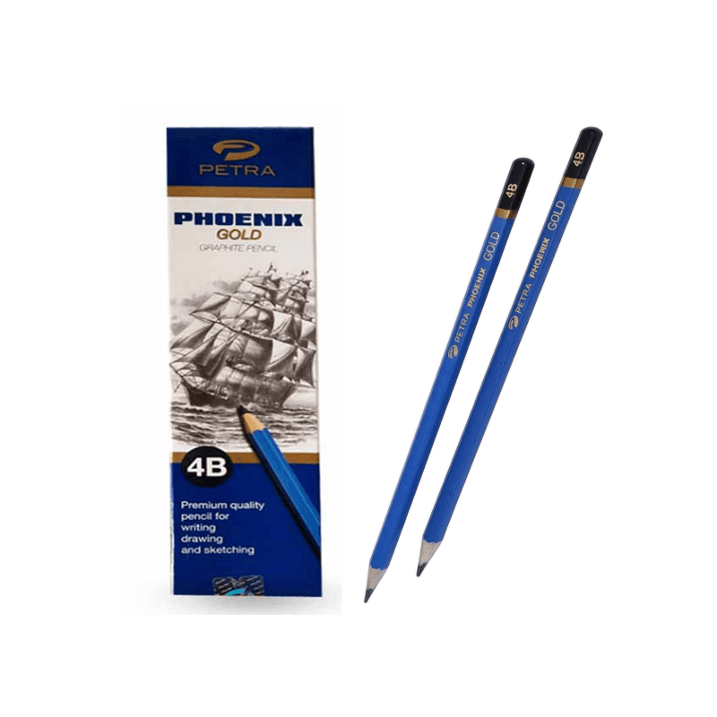 Petra Phoenix Gold Premium Graphite Pencils – HB, 2B, 4B, & 6B Pack Of 12 (6)